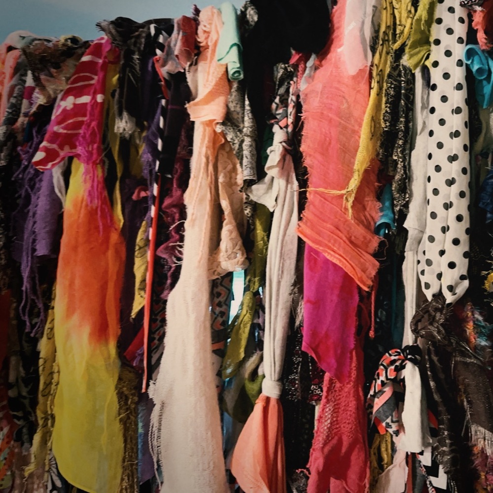 Hand Tied Boho Rag Curtain Valence - Picture 2 of 2